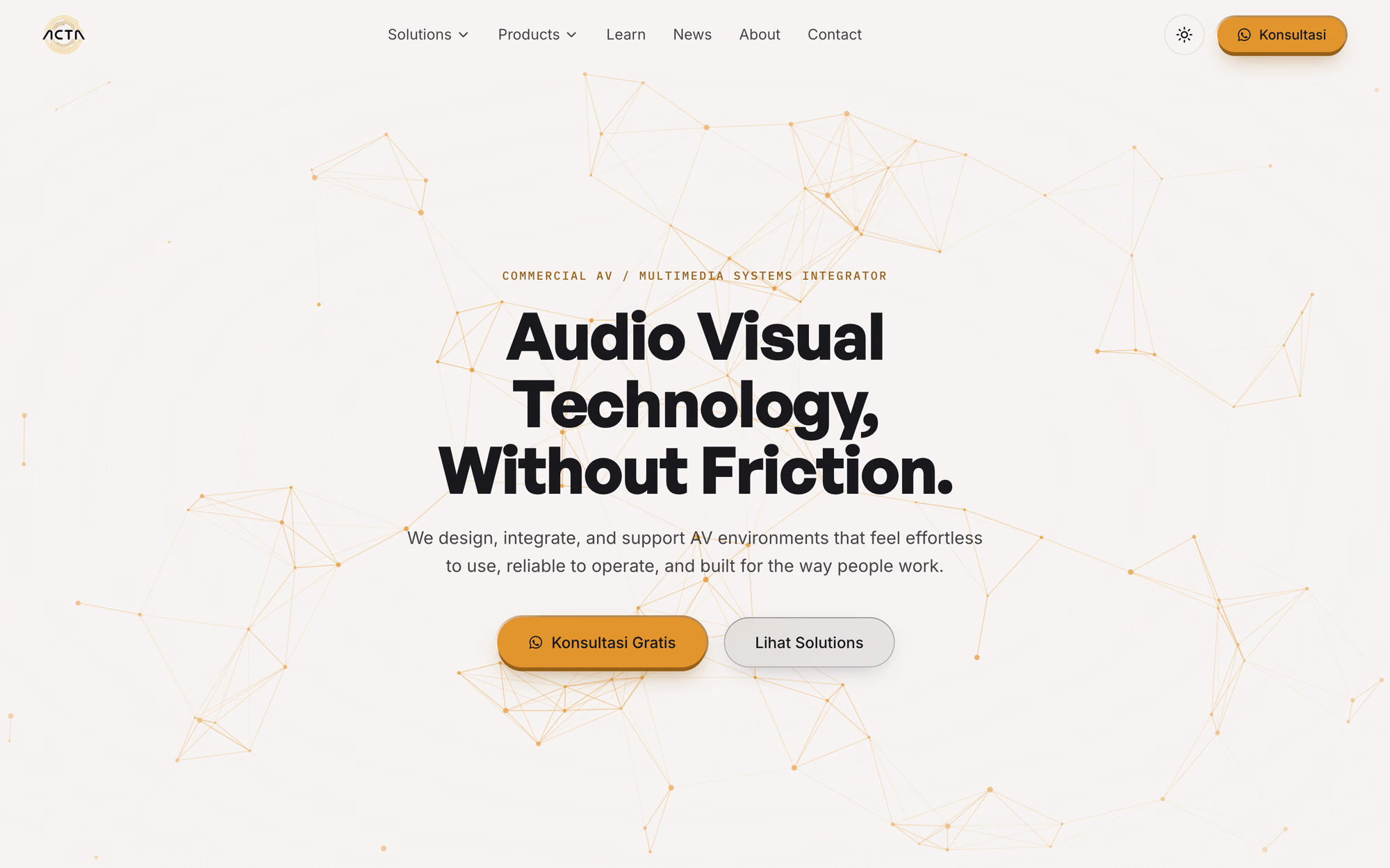 ACTA — the live product, captured at desktop width